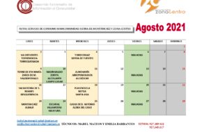 Calendario Rutas AGOSTO 2021