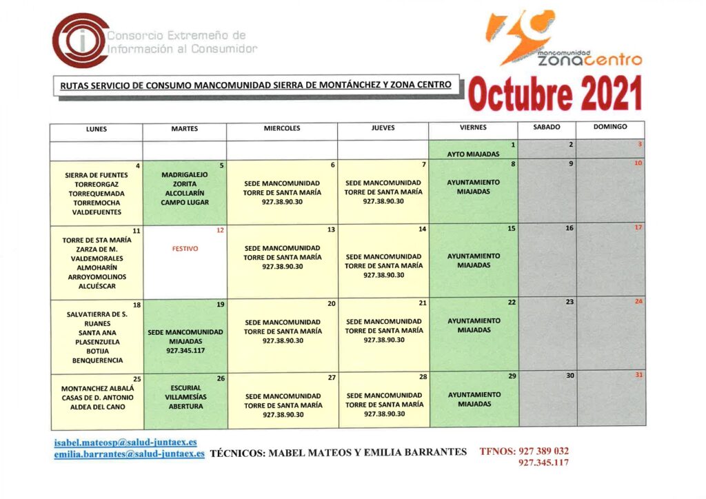 Rutas octubre 2021