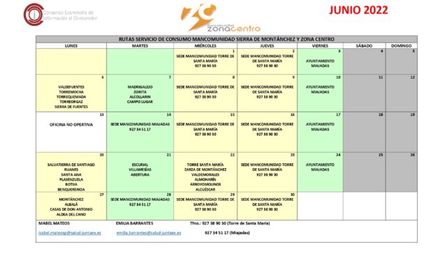 Oficina de Consumo – Calendario mayo 2022.